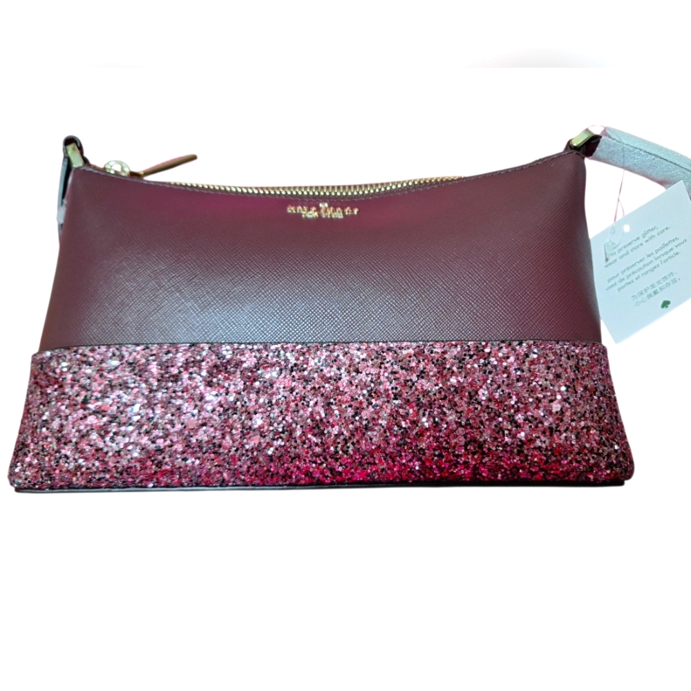 Kate Spade Burgundy and Pink Glitter Clutch / Crossbody